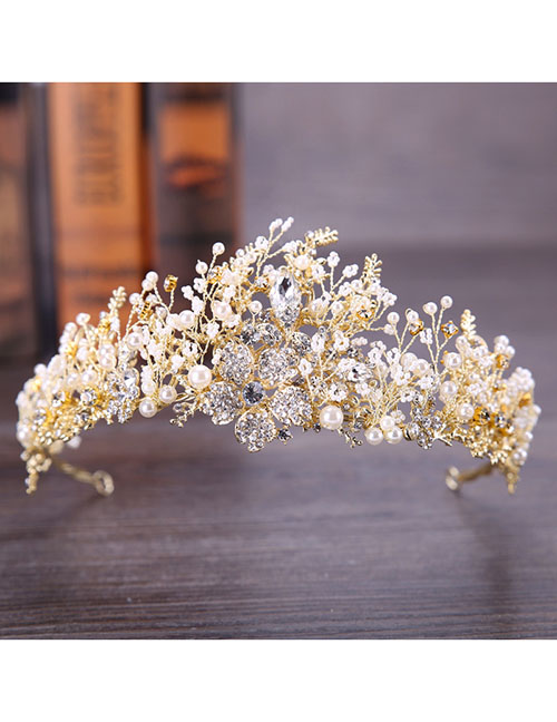 Fashion Golden Rhinestone Woven Flower Crystal Headband