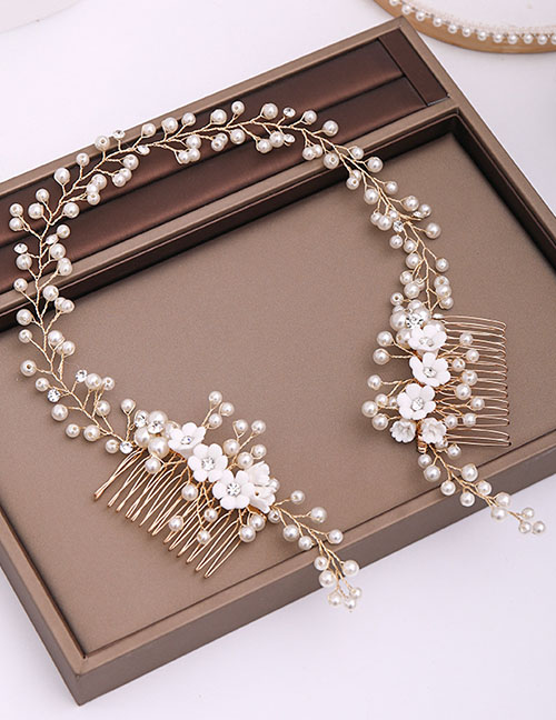 Fashion White Pearl Flower Comb