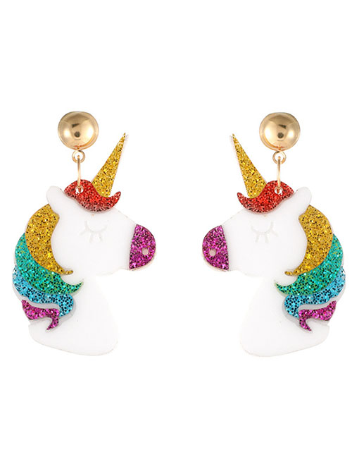 Fashion White Unicorn Earrings