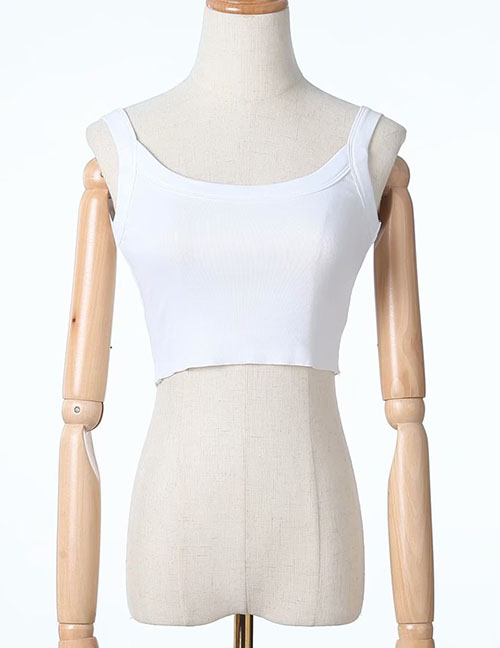 Fashion White Short-sleeved Wide-back Tank Top
