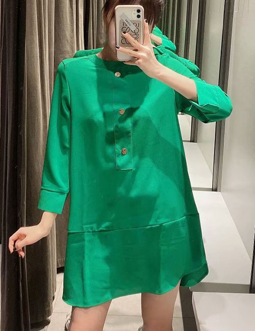 Fashion Green Cropped Sleeve Dress