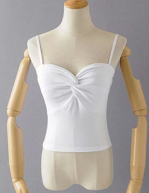 Fashion White Knotted Chest Strap (including Chest Pad) T-shirt