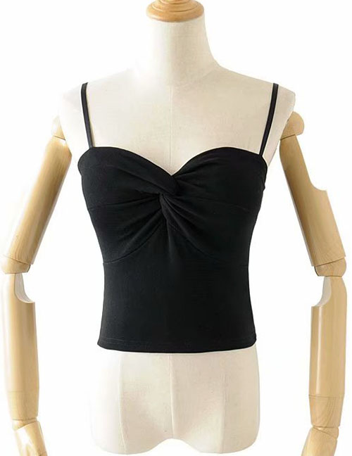 Fashion Black Knotted Chest Strap (including Chest Pad) T-shirt