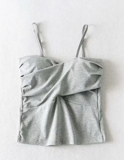 Fashion Gray Front Cross Strap (including Chest Pad) Top
