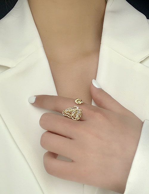 Fashion Butterfly-flower Golden Butterfly Ring