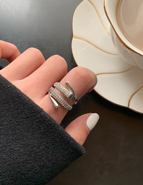 Fashion Multi-layer Diamond Silver Multi-layer Wide Diamond Ring
