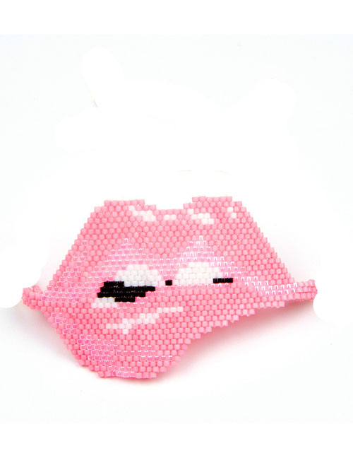 Fashion Pink Crooked Mouth Bead Woven Lips Accessories