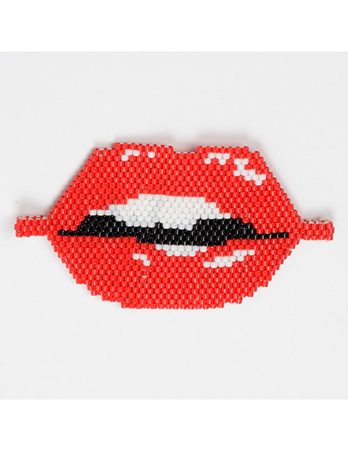 Fashion Red Bead Woven Lips Accessories