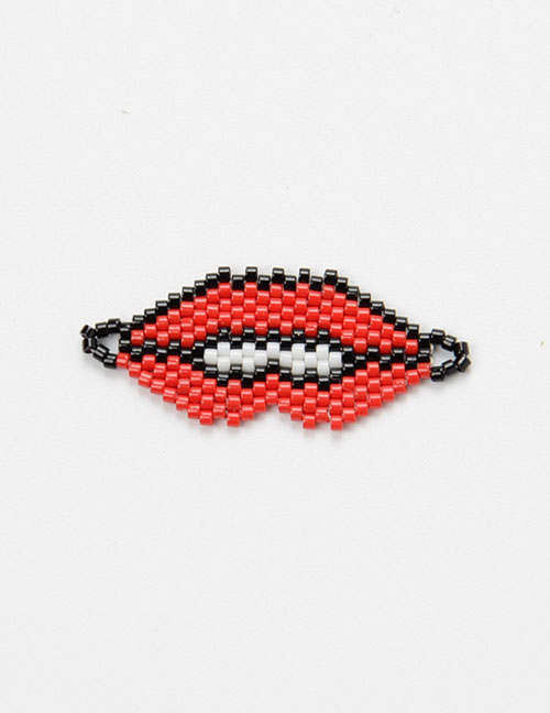 Fashion Red Black Border Bead Woven Lips Accessories