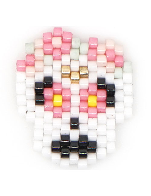 Fashion White Pink Bead Woven Skull Accessories