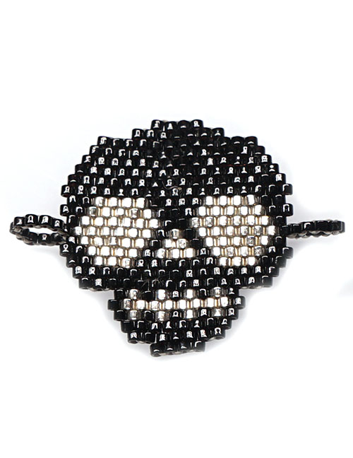 Fashion Bright Black Bead Woven Skull Accessories