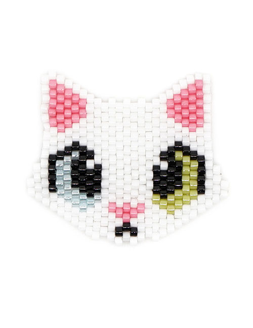 Fashion White Big-eyed Cat Bead Braided Beaded Accessories