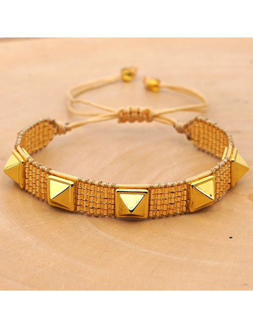 Fashion Yellow Studded Diamond Butterfly Bead Braided Bracelet