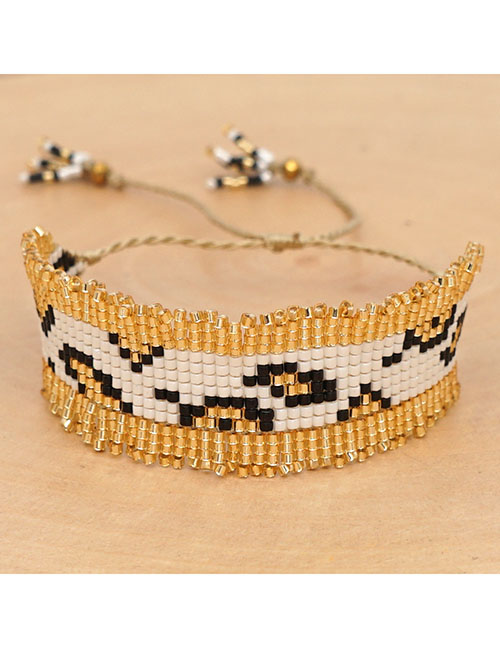 Fashion Golden Mizhu Woven Leopard-print Tassel Six-pointed Star Bracelet