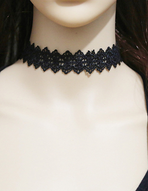Fashion Black Hollow Lace Necklace