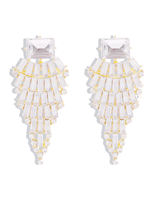 Fashion White Alloy Diamond Earrings