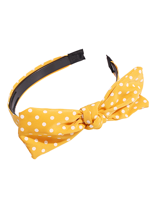 Fashion Yellow Fabric Polka Dot Print Bow Headband