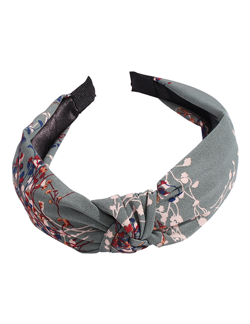 Fashion Lake Blue Knotted Headband In The Middle Of Fabric Printing