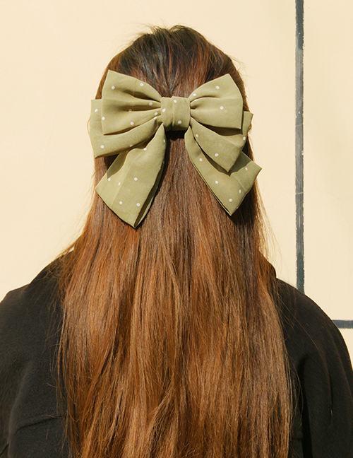 Fashion Light Green Polka Dot Bow Hairpin