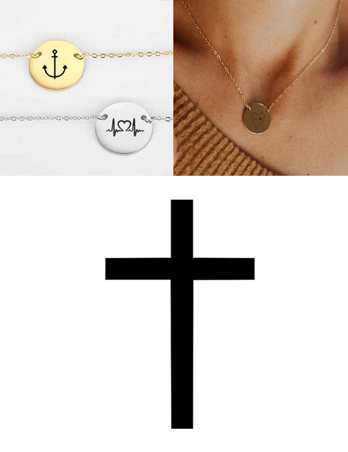 Fashion Golden Stainless Steel Engraved Cross Adjustable Necklace 13mm