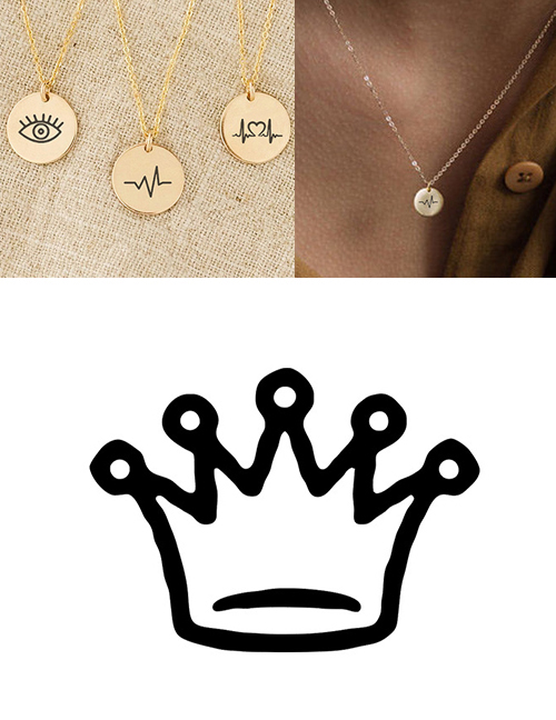 Fashion Steel Color Stainless Steel Carved Crown Adjustable Necklace 9mm