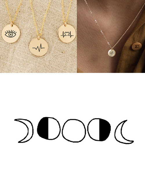 Fashion Golden Stainless Steel Engraved Geometric Adjustable Necklace 9mm