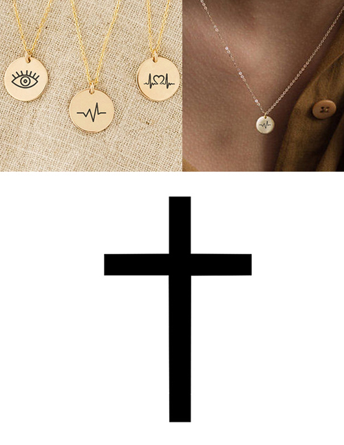 Fashion Golden Stainless Steel Engraved Cross Adjustable Necklace 9mm