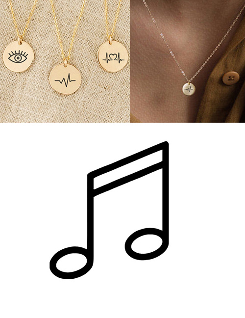 Fashion Golden Stainless Steel Engraved Music Adjustable Necklace 9mm