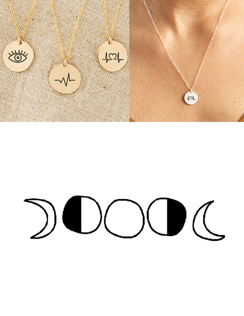 Fashion Steel Color Stainless Steel Single Hole Engraved Geometric Adjustable Necklace 13mm