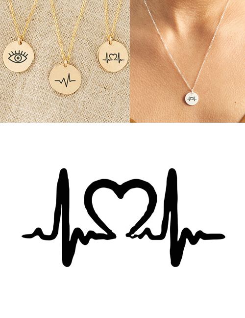 Fashion Golden Stainless Steel Single Hole Engraved Ecg Adjustable Necklace 13mm