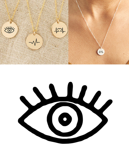Fashion Golden Stainless Steel Single Hole Engraved Eye Adjustable Necklace 13mm