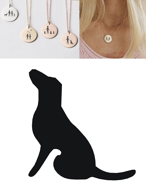 Fashion Rose Gold Stainless Steel Engraved Pet Dog Geometric Round Necklace 15mm