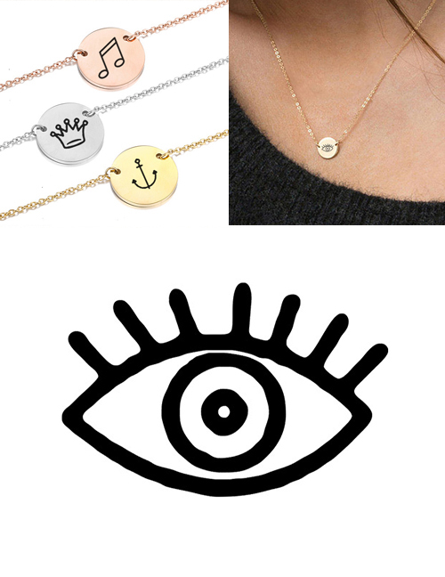 Fashion Steel Color Titanium Steel Stainless Steel Engraved Eye Double Hole Round Necklace 9mm