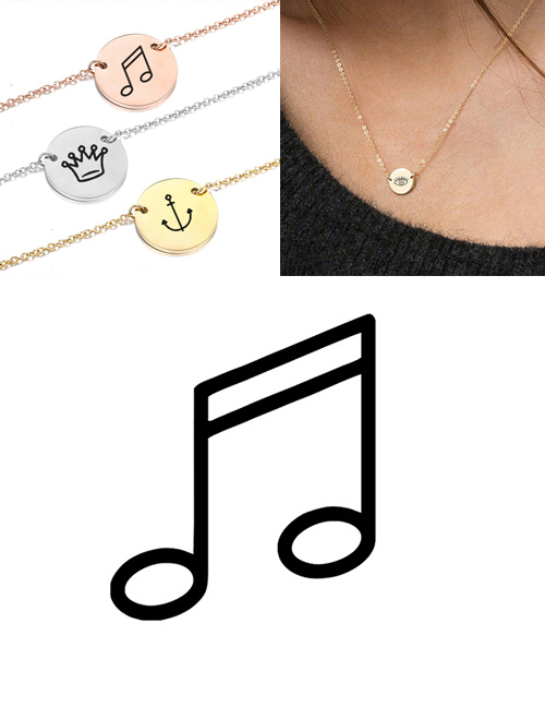 Fashion Steel Color Titanium Steel Stainless Steel Engraved Note Double Hole Round Necklace 9mm