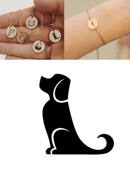 Fashion Steel Color Titanium Steel Stainless Steel Carved Puppy Geometric Round Bracelet 13mm
