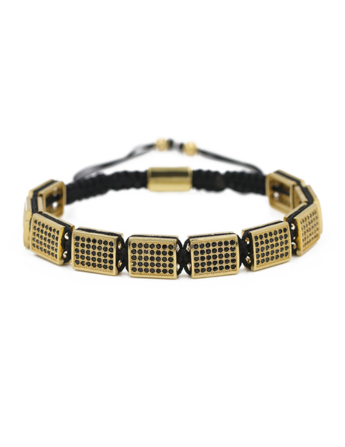 Fashion Golden Micro Inlaid Zircon Woven Rectangular Bracelet