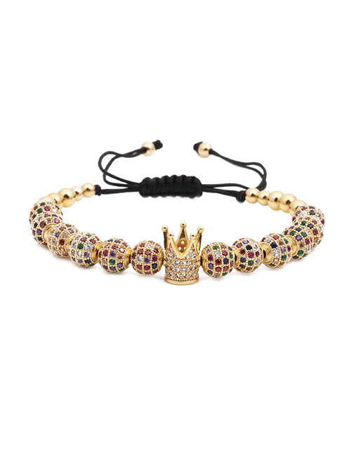 Fashion Golden Micro Inlaid Zircon 12 Diamond Ball Woven Crown Bracelets