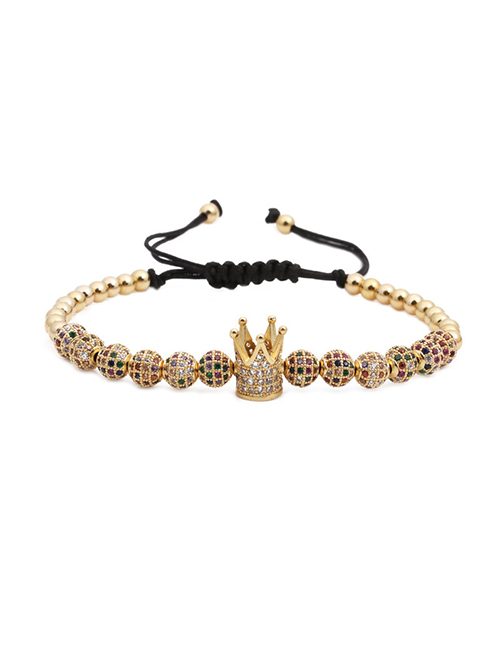 Fashion Golden Micro Inlaid Zircon 12 Diamond Ball Woven Crown Bracelets