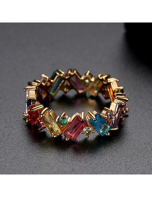 Fashion Color 7 # 18k Gold Plated Irregular Contrast Ring