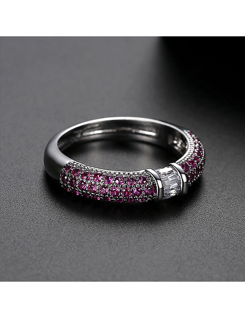 Fashion Red 7 Yards Copper-set Zircon Contrast Alloy Ring