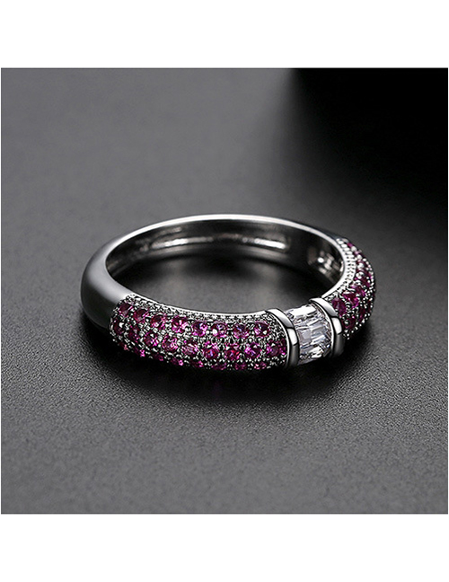 Fashion Red 8 Yards Copper-set Zircon Contrast Alloy Ring