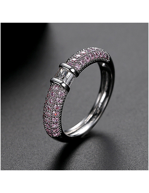 Fashion Pink 8 Yards Copper-set Zircon Contrast Alloy Ring