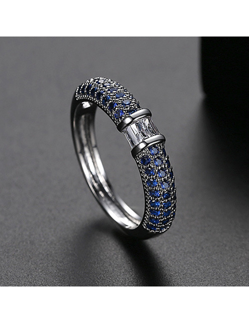 Fashion 6 Yards In Blue Copper-set Zircon Contrast Alloy Ring