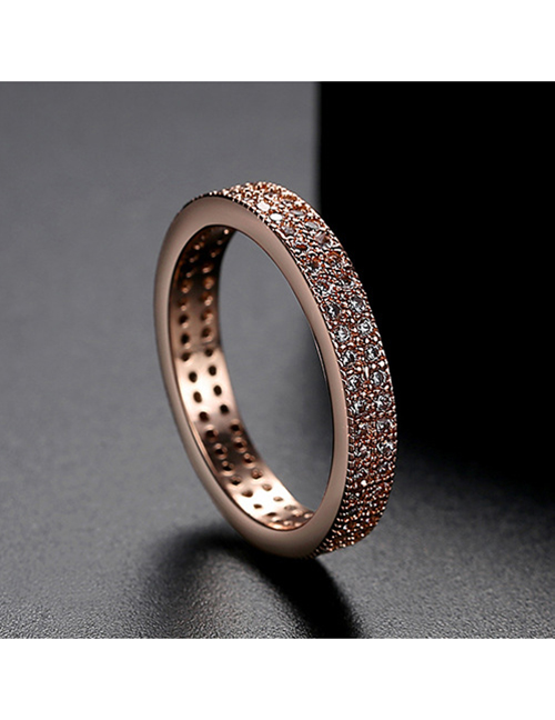 Fashion Rose Gold 6 Yards Double Row Ring With Diamonds