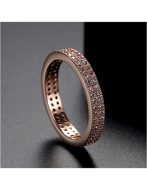 Fashion Rose Gold 7 Yards Double Row Ring With Diamonds