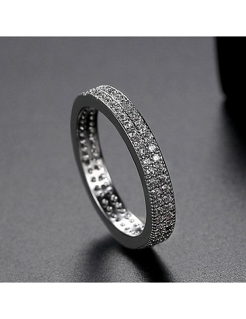 Fashion Platinum 7 Yards Double Row Ring With Diamonds