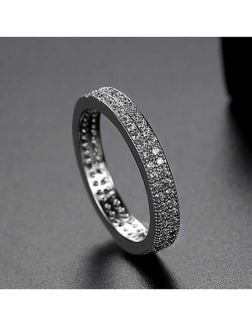 Fashion Platinum 9 Yards Double Row Ring With Diamonds