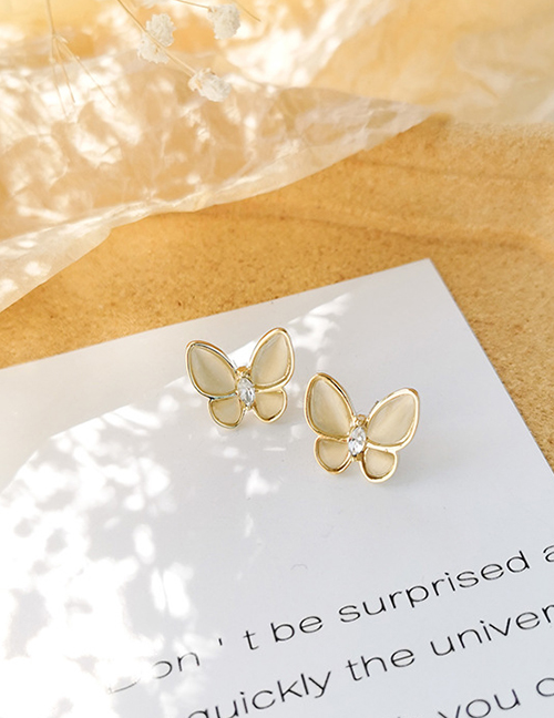 Fashion Golden Butterfly Diamond Alloy Earrings