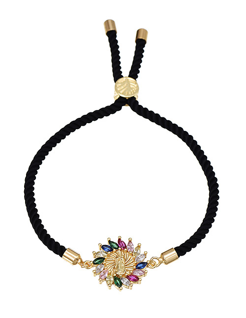 Fashion Black Brass Inlaid Zircon Braided Bracelet