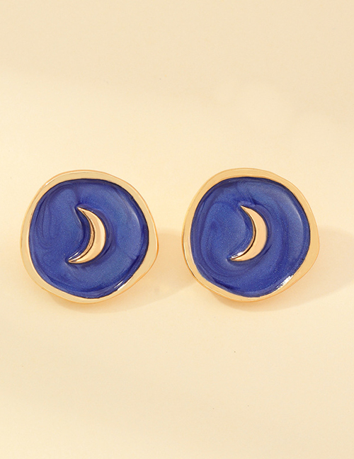 Fashion Royal blue Alloy Dripping Moon Geometric Stud Earrings